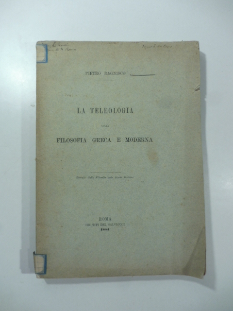 La teleologia nella filosofia greca e moderna